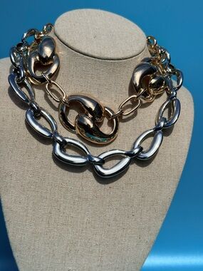 I.N.C Chunky Chain Necklace Bundle (Gold & Silver – 2 Piece)
